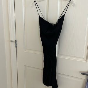 Zara Black Satin Lace Dress